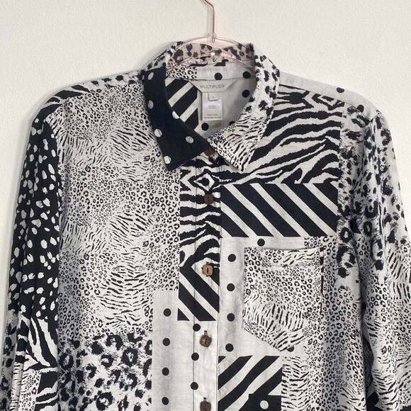 Multiples Boho Top Mixed Media Patchwork Asymmetrical Art to Wear Women's Large - Picture 2 of 10